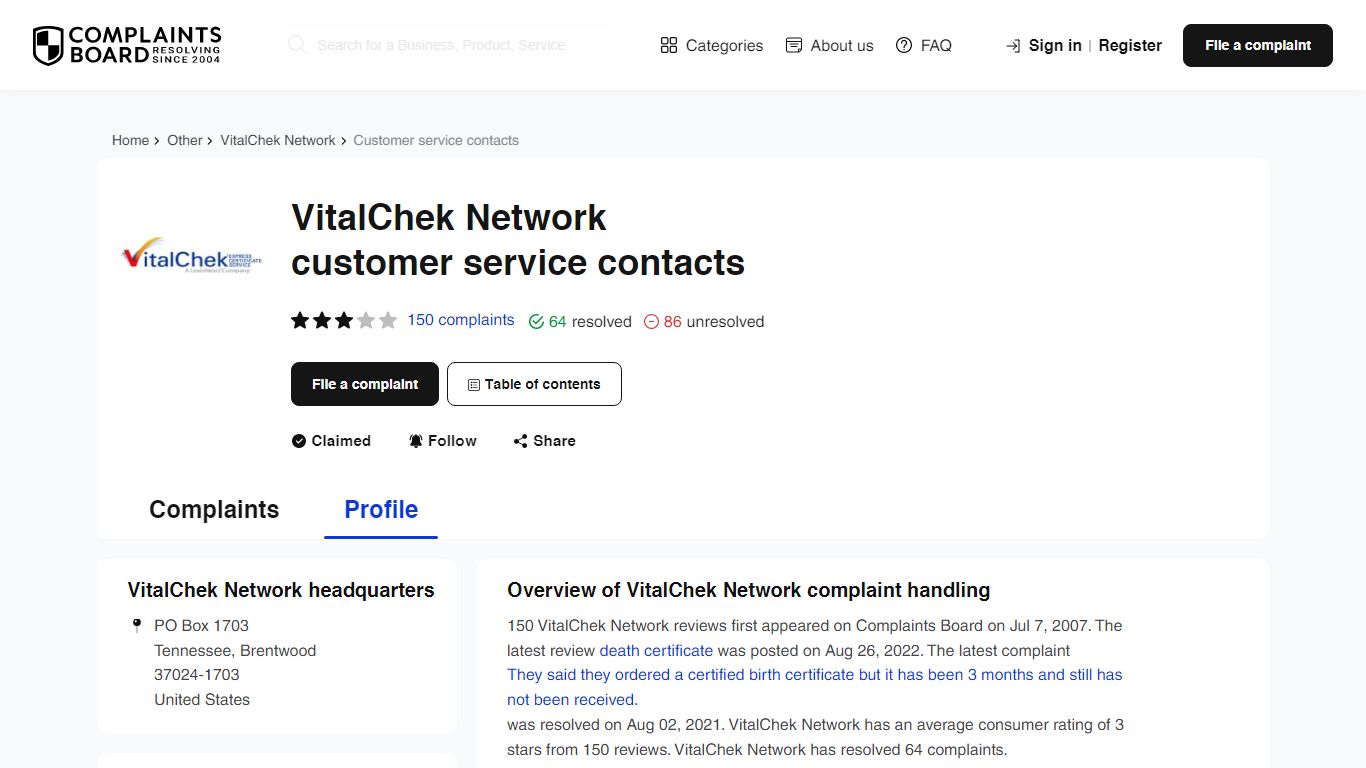 VitalChek Network Contact Number, Email, Support, Information